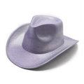 Modern purple and silver striped western cowboy hat with glossy laser metallic finish - Purple & Silver Stripes