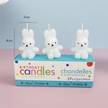 Set of 3 white rabbit shaped birthday candles in a blue box for party cake decoration - White Rabbit Candle