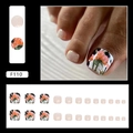 Unghie finte piedi con fiori e glitter, set pedicure con motivi rosa modello F110 - Tipo di Colla / Fiore Colorato in Stile Nazionale (F110)