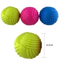 Lot de 3 balles en caoutchouc de 6,5 cm vert, rose et bleu pour l'hygiène dentaire du chien - Balle Siffisante Texturée