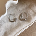 Elegant silver teardrop hoop earrings with polished mirror finish on a ceramic plate - A2279 Silver Polished Crescent