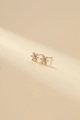 Exquisite 14K gold flower earrings set with sparkling crystals and cubic zirconia - Gold Korean Snowflake