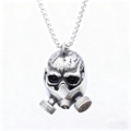 Punk style vintage stainless steel skull gas mask pendant necklace for men and women - Pendant with Chain / Antique Silver (D0804)