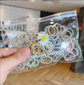 Multi-color high elastic hair ties for kids in transparent daisy patterned bag - Macaron Color Spiral 100pcs