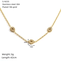 Detailed specs of 18K gold plated stainless steel necklace with 3 teardrop zircon pendants - Water Drop Style (S-N335)