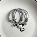 Magnetic astronaut couples bracelets in grey braided cord with heart charms - Grey - Silver Broken Heart Magnet