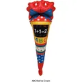 Ice cream cone shaped balloon for back to school party with ABC and math patterns - Formula Red Candy Cone Shape