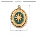 Détails et dimensions du pendentif étoile vintage en acier doré et pierre naturelle verte - VG045-Texture Malachite Étoile Ovale