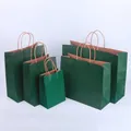 Dark green kraft paper shopping bags in five sizes with twisted handles and gussets - Dark Green; 15*8*21 (small Vertical)