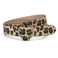 Women's leopard print leather belt with silver round buckle and faux horsehair texture - 103x3cm / Leopard Print