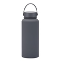Deep grey matte stainless steel insulated sports water bottle with a wide mouth handle lid - Dark Gray