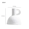 Jarrón moderno de cerámica blanca HP697 con asa de anillo, 23,5cm ancho y 24,5cm alto - Blanco Mate HP697