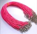 Pink necklace cord bundle with lobster clasp and extender chain for jewelry making - Rose Red