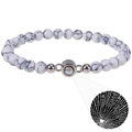 Detail of beaded projection bracelet showing 100 languages I Love You feature - Round-White Turquoise