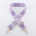 Adjustable purple and white geometric jacquard embroidered replacement shoulder strap - Light Gold Buckle / Purple
