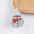 Pince à cheveux bonhomme de neige argentée pailletée avec écharpe rouge pour Noël - Bonhomme de neige à paillettes argentées V2