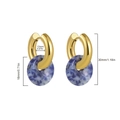 18K gold stainless steel hoop earrings with blue marble stone pendant dimensions - Blue and Purple