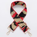 Tracolla larga regolabile con trama mimetica rossa e oro e ganci metallici dorati - No. 213 Camo Rosso Nero - Gancio Dorato