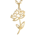 Minimalist 18K gold hollow December birth flower stainless steel pendant necklace accessory - Gold Color Lotus