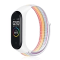 Rainbow woven nylon loop strap for Xiaomi Mi Band with white digital watch face - Rainbow