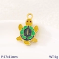 Gold stainless steel turtle pendant with green and yellow enamel for DIY jewelry - Yellow Green Turtle (KLJ10798-ZLA)