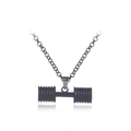 Sportieve halter hanger ketting in mat zwart met een elegante schakelketting - Zwarte Ketting (A2090BL)