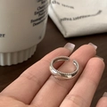 Silver retro milgrain beaded open ring with adjustable minimalist vintage texture - Retro Milgrain Texture Ring (J4150)