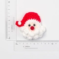 Handmade crochet Santa Claus keychain pendant made of red and white wool yarn with ruler - Red Santa Claus Head