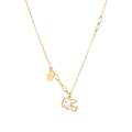 Elegant gold-tone rabbit necklace with white shell inlay and coin pendant for women - Gold Rabbit Pearl Symbol