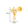 Golden titanium cross labret with marquise cubic zirconia 0.59cm by 0.29cm sizing - Cross Starburst Style (0193-6#) / Gold