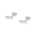 Macro detail of S925 sterling silver stud earrings with three sparkling white zircons - White Silver