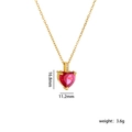 Gold plated heart pendant necklace with red zircon stone and 16.8mm height dimension - Red