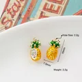 Handmade alloy pineapple charms with yellow enamel and inlaid rhinestones for DIY jewelry - 21# Pineapple