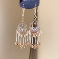 Boucles d'oreilles bohèmes dorées avec strass irisés et cristaux champagne - Or-Rose(18#)