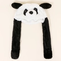 Lindo gorro de peluche de panda con orejas móviles, diseño cálido de piel sintética - Talla única / Blanco
