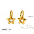 Dimensiones de los pendientes de estrella en acero dorado de 21,5mm con peso de 7,8g - Estilo de Estrella (TE6106-ST)