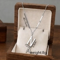 Silver titanium steel tassel necklace with letter N pendant in a premium wooden gift box - Letter N / Silver