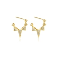 Orecchini a cerchio dorati geometrici con zirconi brillanti su sfondo bianco puro - Oro 18 carati (Pietra Bianca)