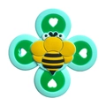 Funny baby silicone teether toy with light blue petals and a yellow cartoon bee center - Bee Teether