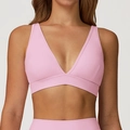 Damen Sport-BH in Pink mit tiefem V-Ausschnitt und breitem, stützendem Unterbrustband - M / Kirschblütenrosa