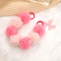 Pink plush ball beaded phone wristlet with cute balloon dog charm on soft fabric - Pink Style (K938)