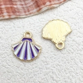 Ciondolo a conchiglia in smalto viola e bianco dorato per creazione gioielli DIY - Conchiglia 13x13mm / Viola