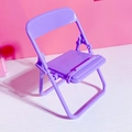 Mini purple folding chair phone stand for desk decoration and portable mobile support - Purple