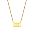 Collar de acero inoxidable chapado en oro con colgante rectangular número de ángel 777 - Collar Con El Número De Ángel 777