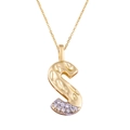 Two-tone gold plated letter S pendant necklace with shimmering white zircon stones - Letter: S