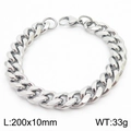 Polished silver stainless steel Cuban link bracelet, 10mm wide with lobster clasp - 10MM Steel
