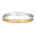 Moderne tweekleurige roestvrijstalen ovale armband met gouden gaastextuur voor hem en haar - ZJ6851-Helemaal Zwart