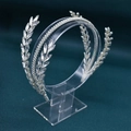 Three-layer silver leaf bridal headband with sparkling rhinestones for wedding parties - DZ030 / Silver
