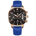 Blue Strap Rose Gold Case Black Dial Rose Gold Hands