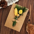 Preserved yellow dried flower bouquet on kraft paper greeting card for gift message - Magic Lamp